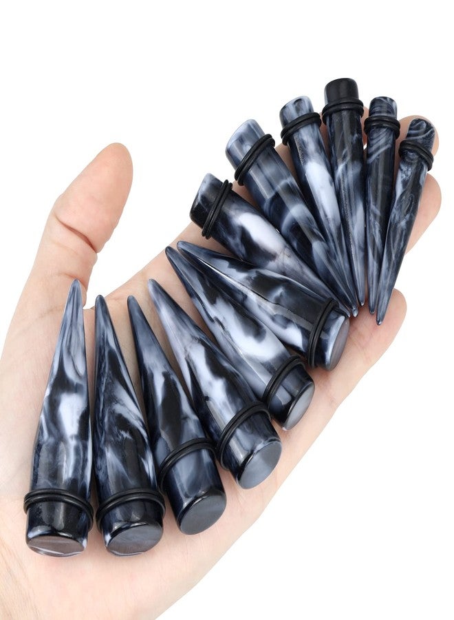 Qmcandy 24pcs Big Gauge Taper Kit Ear Stretching 00G-20mm Large Acrylic Tunnel Plug Set, Black White - Image 5